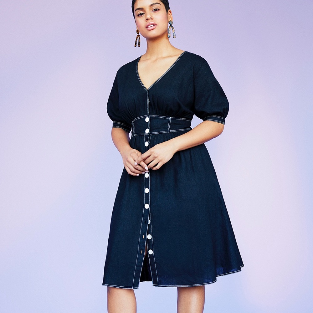 Eloquii V-Neck Contrast Stitching Dress Size 20